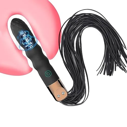 2-in-1 G-Spot Vibrator & Flogger for BDSM Roleplay with 10 Modes