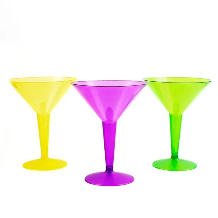 2 Piece Martini Glasses – Assorted Neon – 12 count – 9 ounce