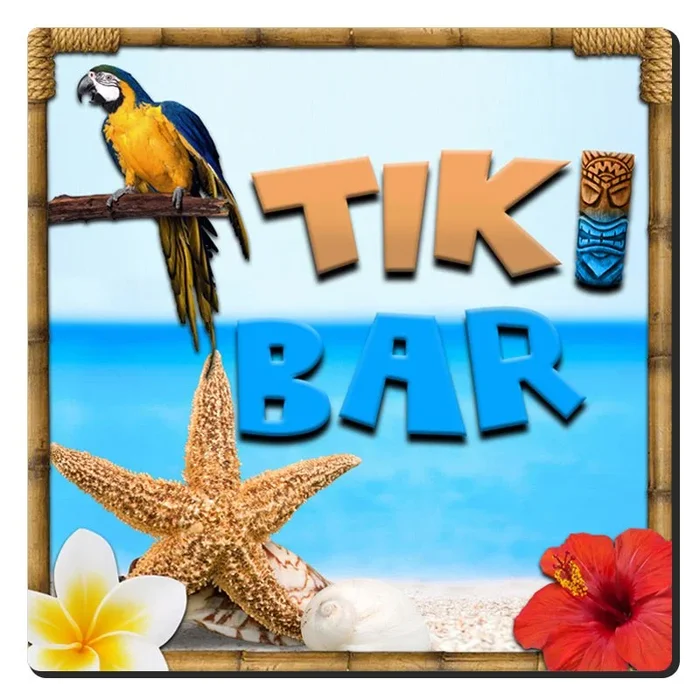 3.5in Square Foam Coaster – Tiki Beach Design