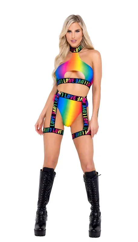 6138 – Pride Rainbow Halter Neck Keyhole Top