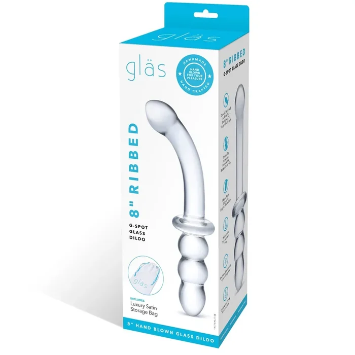 8″ Ribbed Double Ended G-Spot Handblown Glass Dildo