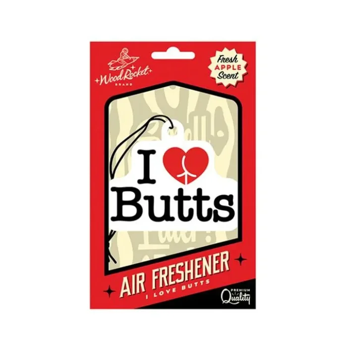 ‘=wood Rocket I Love Butts Air Freshener – Apple