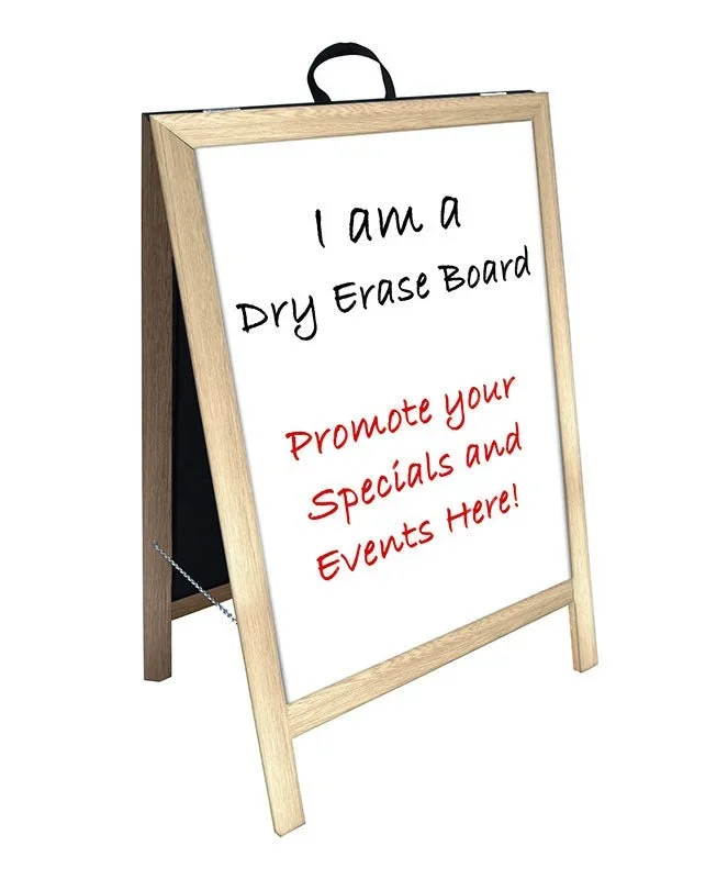 A-Frame Sidewalk Dry Erase Whiteboard – Double Sided – Natural Wood Frame