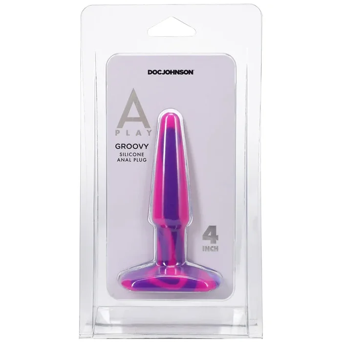 A-Play Groovy 4 in. Silicone Anal Plug Berry
