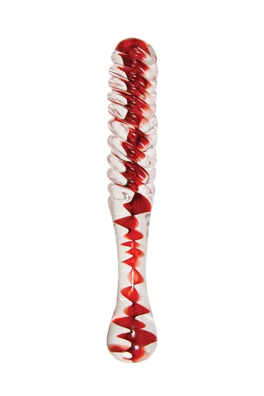 Adam & Eve – Eve’s Sweetheart Swirl Glass Dildo – Red
