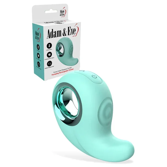 Adam & Eve CURVY CUTIE PLEASURE COMBO – Teal USB Rechargeable Tapping Stimulator