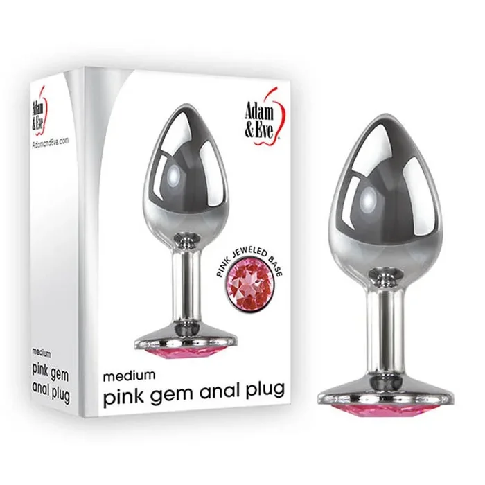 Adam & Eve Gem Anal Plug – Medium – Silver Medium 8.2 cm Metal Butt Plug with Gem