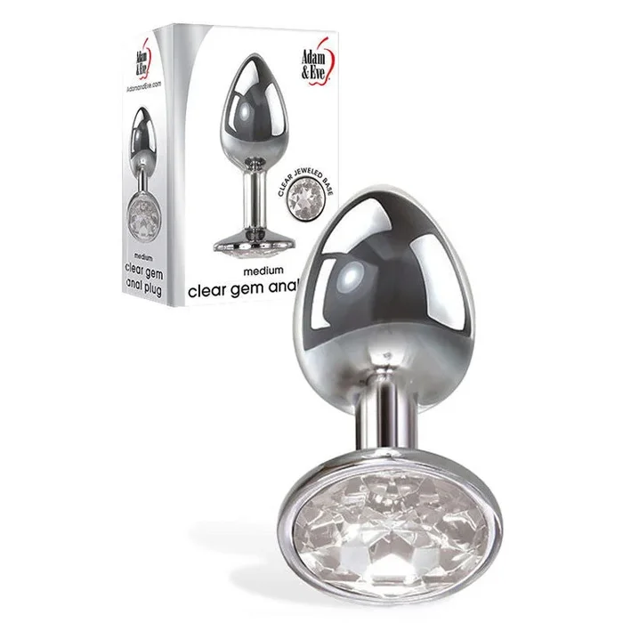 Adam & Eve Metal Anal Plug with Clear Gem – Medium