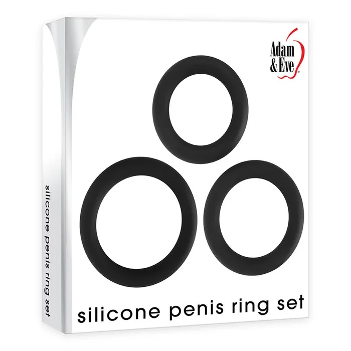 Adam & Eve Silicone Penis Ring Set – Cock Rings – Set of 3 Sizes