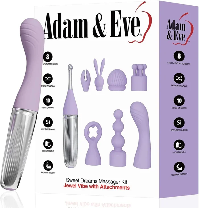 Adam & Eve SWEET DREAMS Lavender USB Rechargeable Massage Set with 8 Interchangeable Tips