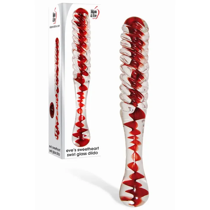 Adam & Eve Sweetheart Swirl Glass Dildo – /Red Glass 22 cm Dildo