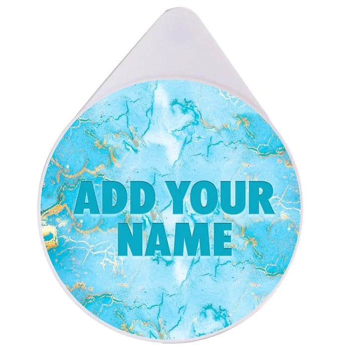 ADD YOUR NAME – Custom Glass Rimmer Lid – Turquoise Marble
