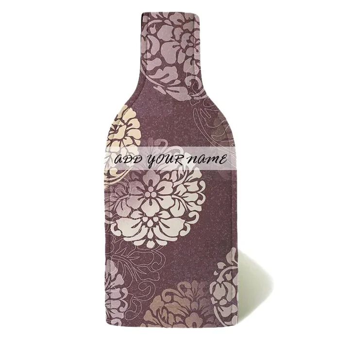 ADD YOUR NAME – Wine Bottle Cooler with Strap – Elegant Floral