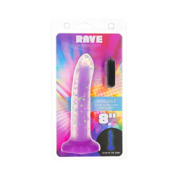 Addiction Rave Silicone Dong 8in Glow The Dark