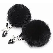 Af Sexy Nipple Clamps Black Puff Balls