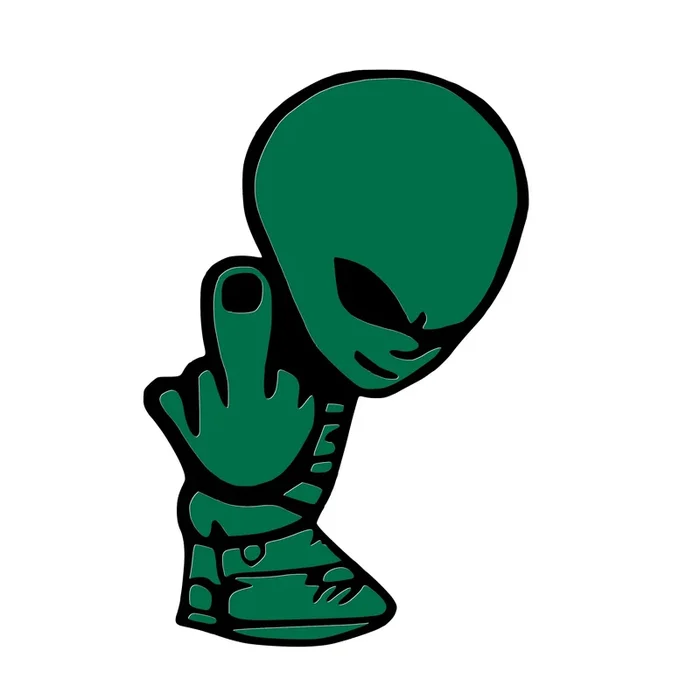 Alien Middle Finger Vinyl, Decal Sticker