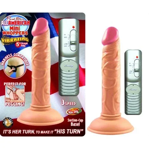All American Mini Whoppers Vibrating 5″ Straight Dong – Beige