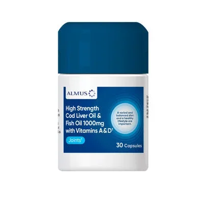 Almus Cod Liver Oil, Fish Oil 1000mg & Vitamins A & D 30 Capsules