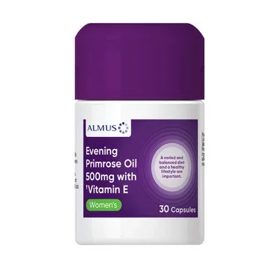 Almus Evening Primrose Oil 500mg & Vitamin E 30 Capsules