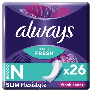 Always Daily Fresh Slim Flexistyle Panty Liners With Fresh Scent 26 Liners