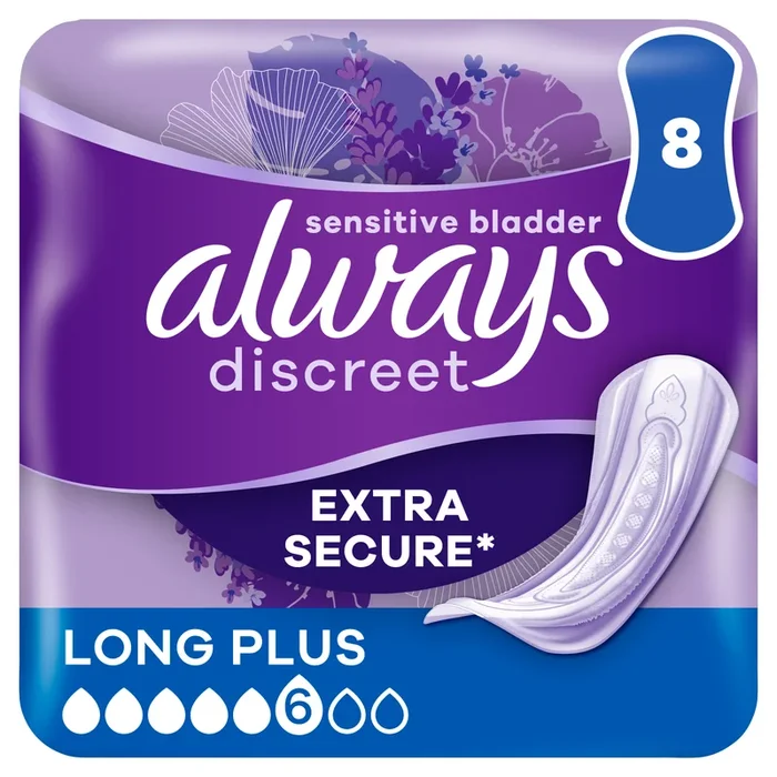 Always Discreet Incontinence Pads Women Long Plus 8 Pads