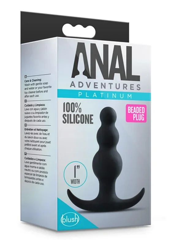 Anal Adventures Platinum Beaded Silicone Butt Plug
