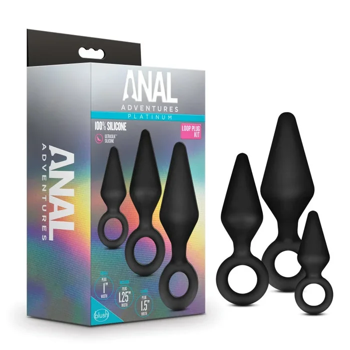 Anal Adventures Platinum Loop Plug Kit – Butt Plugs – Set of 3 Sizes