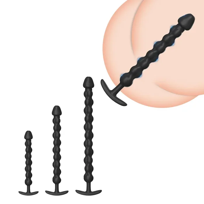 Anal Chain with Anchor Plug 3 Sizes Textured for Men Women Couples