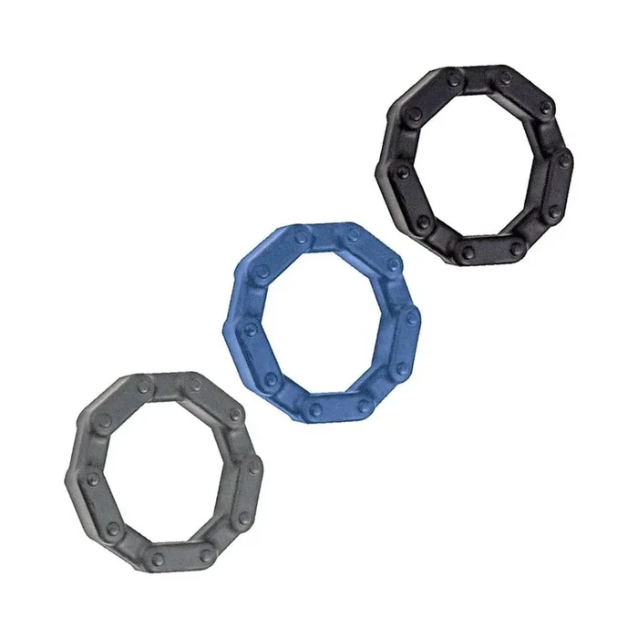 Anal-ese Collection Chainlink Cockrings Black,blue,grey