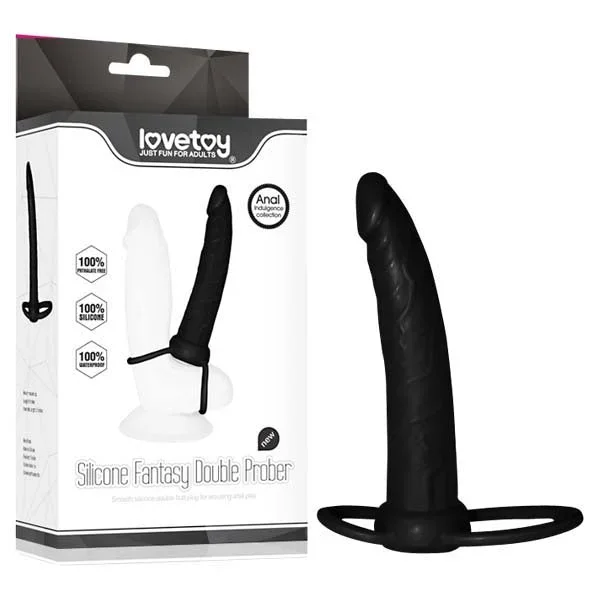 Anal Indulgence Collection Silicone Fantasy Double Prober – 15.2 cm (6”) Anal Dong & Cock Ring