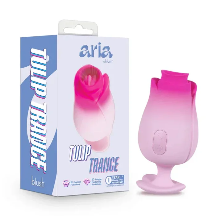 Aria Tulip Massager with Suction & Tongue Fluttering Vibrator by Blush