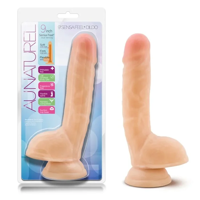 Au Naturel 8 in. Posable Dual Density Dildo with Balls Beige