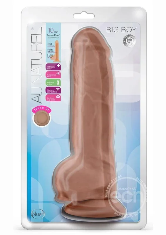 Au Naturel Big Boy Dildo With Balls 10in – Caramel