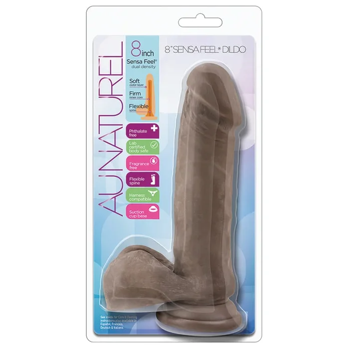 Au Naturel Realistic Chocolate 8-Inch Long Dildo With Balls & Suction Cup Base