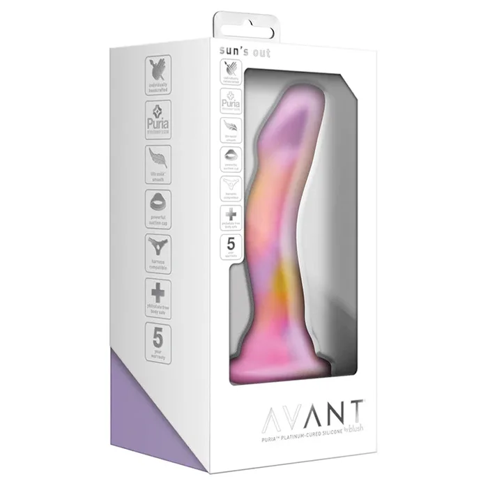 Avant Sun’s Out Pink: Artisan 7 Inch Curved P-Spot / G-Spot Dildo with Suction Cup Base – Elegantly Made with Smooth Ultrasilk Purio Silicone
