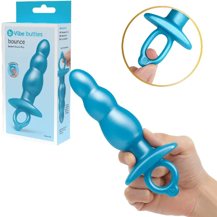 B-vibe Bounce Beaded Silicone Anal Butt Plug With Finger Ring Waterproof Sex Toy