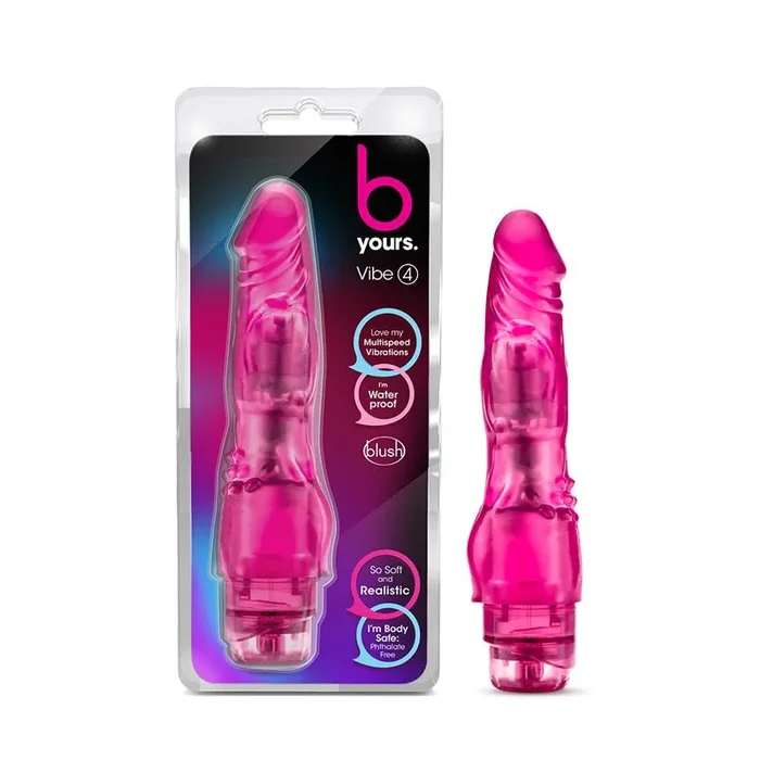 B Yours Vibe 4 Realistic 8 in. Vibrating Dildo Pink