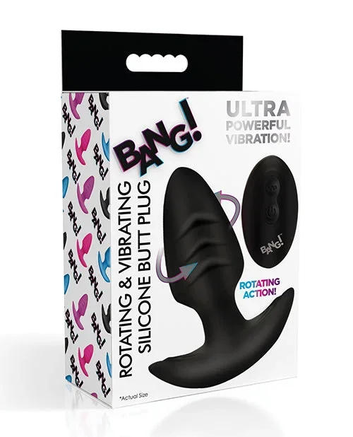 Bang! Rotating & Vibrating Tapered Butt Plug w/Remote – Black