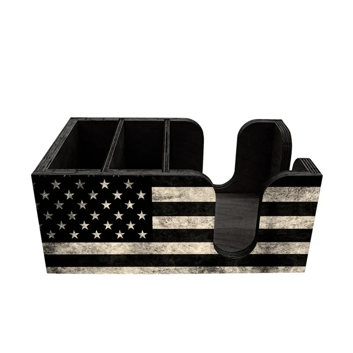 Bar Top Napkin Caddy – Black American Flag