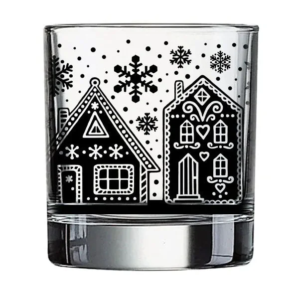 BarConic Christmas Collection Glassware – Gingerbread Town – 10 ounce