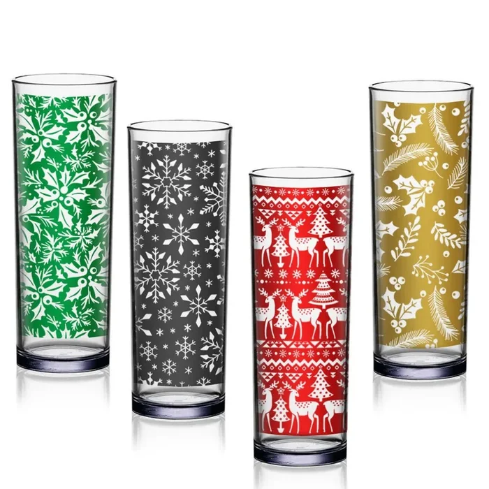 BarConic Highball / Collins Glasses – Christmas Themed Designs