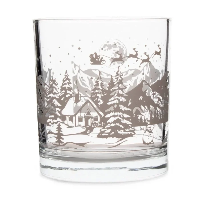 BarConic® Glassware – Christmas Cabin – Old Fashion Glass – 10 ounce