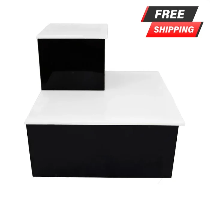 BarConic® LED Liquor Bottle Display Shelf – Outside Corner – 2 Steps – Black