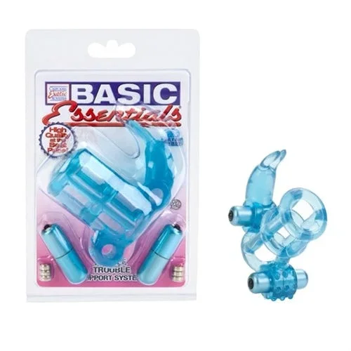 Basic Essentials Double Trouble Vibrating Support System – Blue