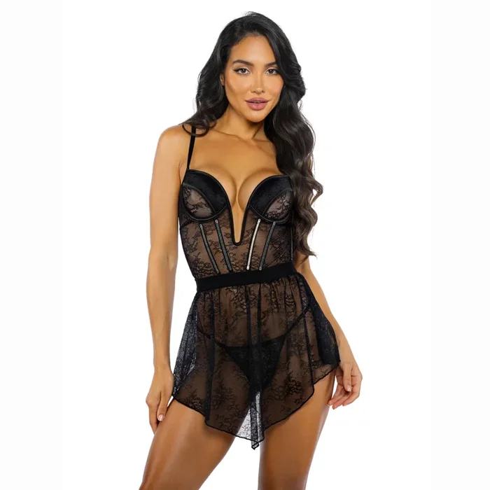 Belle Noir Babydoll 2 Piece Set