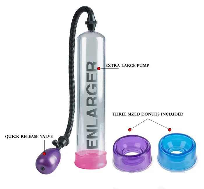 BIG MANS PENIS PUMP 12 INCHES WITH 3 INTERCHANGEABLE SLEEVES CLEAR