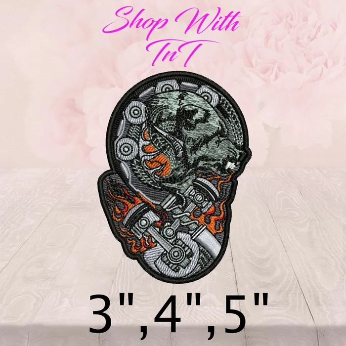 Biker Bear | Patch Embroidered | Iron On or Sew On