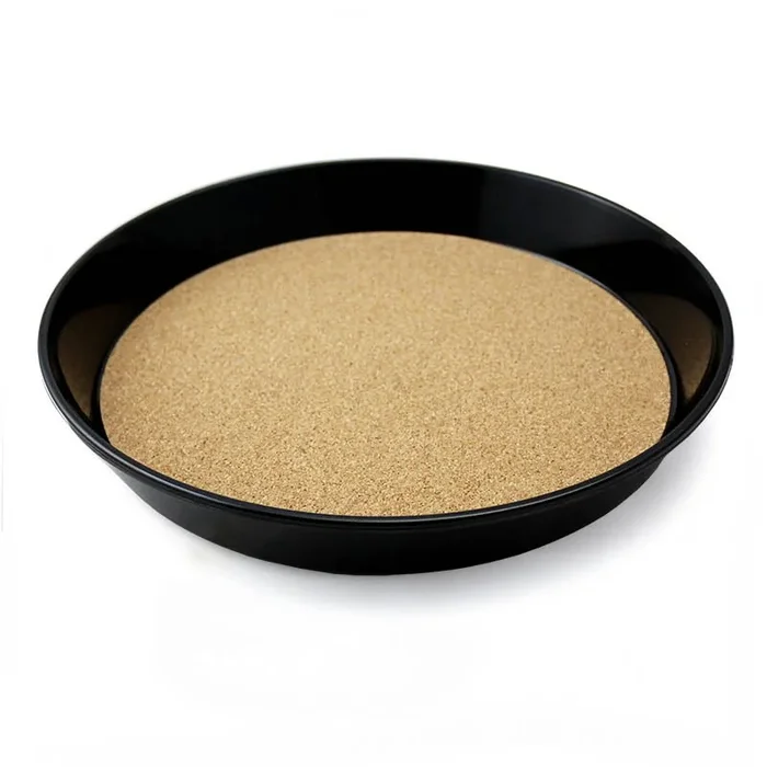 Black Serving Tray – Cork Lined – 13″ diameter