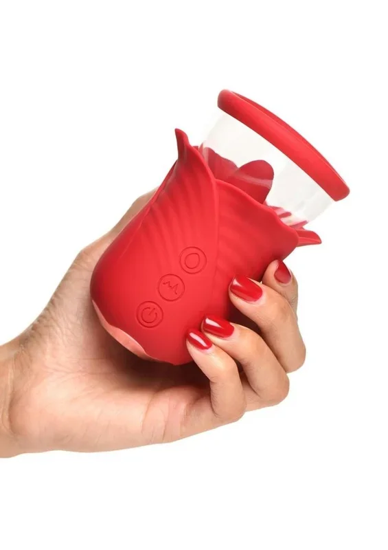 Bloomgasm Lily Lover Sucking & Vibrating Rechargeable Silicone Clitoral Stimulator – Red