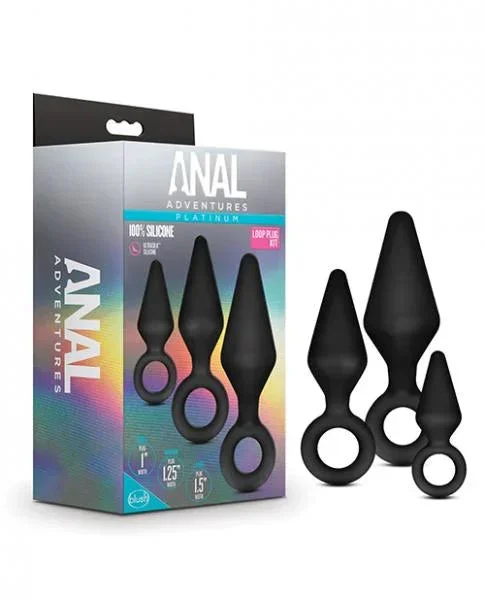Blush Anal Adventures Platinum Silicone Loop Plug Kit – Black